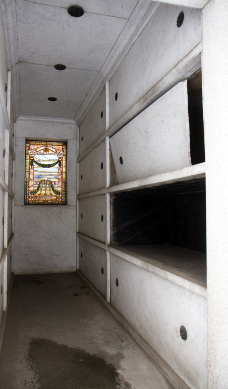 Marble and doors were stolen from this mausoleum.  