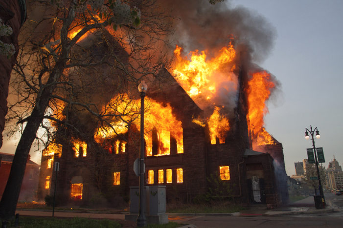 Video: Historic Detroit church engulfed in flames by time firefighters arrived