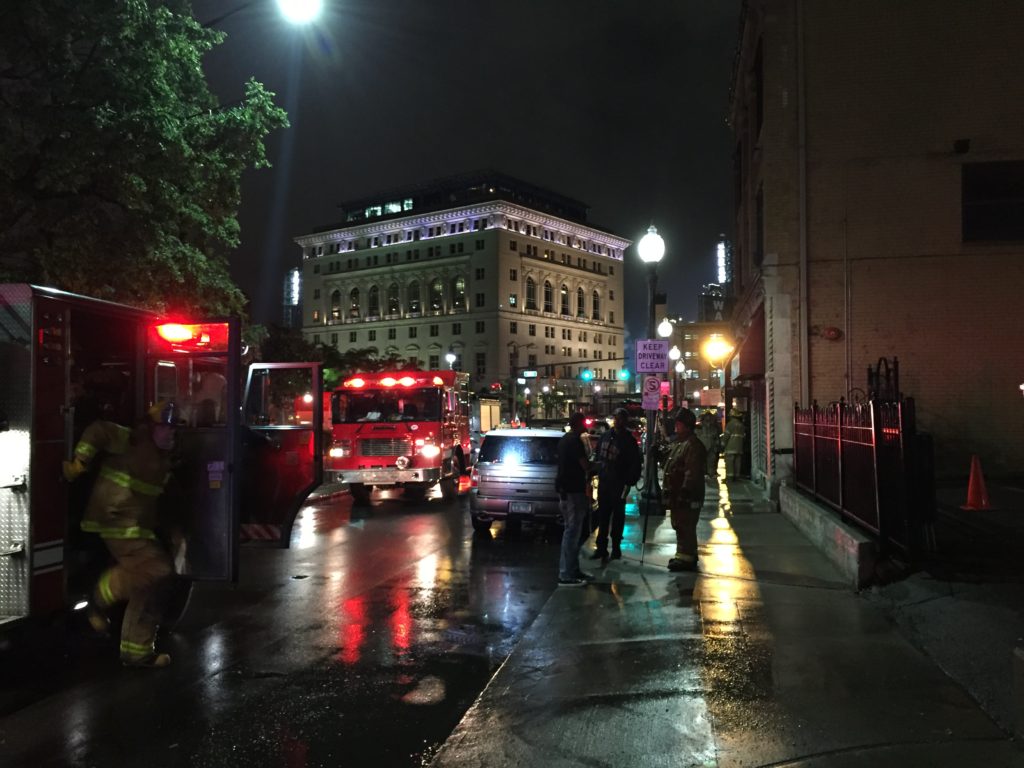 Firefighters descended on downtown Detroit after an underground fire was found spreading. 