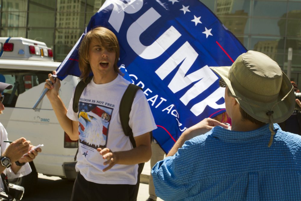 A Donald Trump supporter earlier this year when the president-elect spoke at Cobo Hall. Photo by Steve Neavling. 
