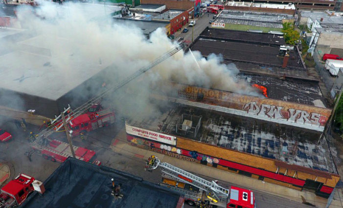 Suspicious blaze rips through Eastern Market warehouse