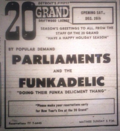 Dec. 26, 1970: Parliament and Funkadelic play the 20 Grand Driftwood Lounge
