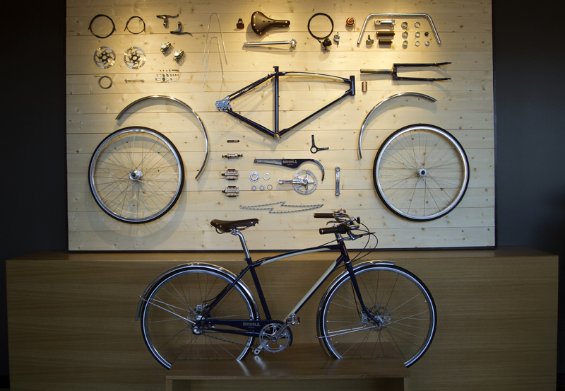At the store's entrance is this $1,925 Shinola bike, called a Bixby. 