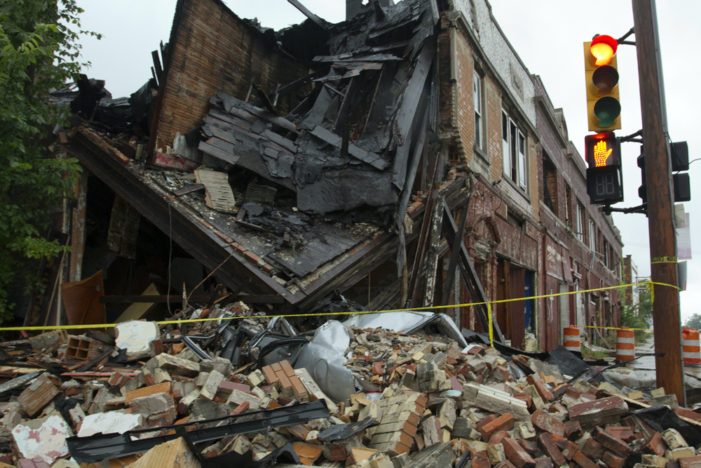 Car accident, collapsed building left untouched by city of Detroit for days