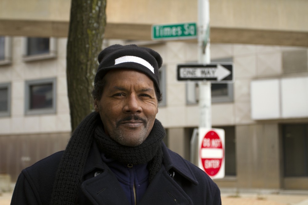 Barney Johnson, 60, in downtown Detroit on Thanksgiving Day. 