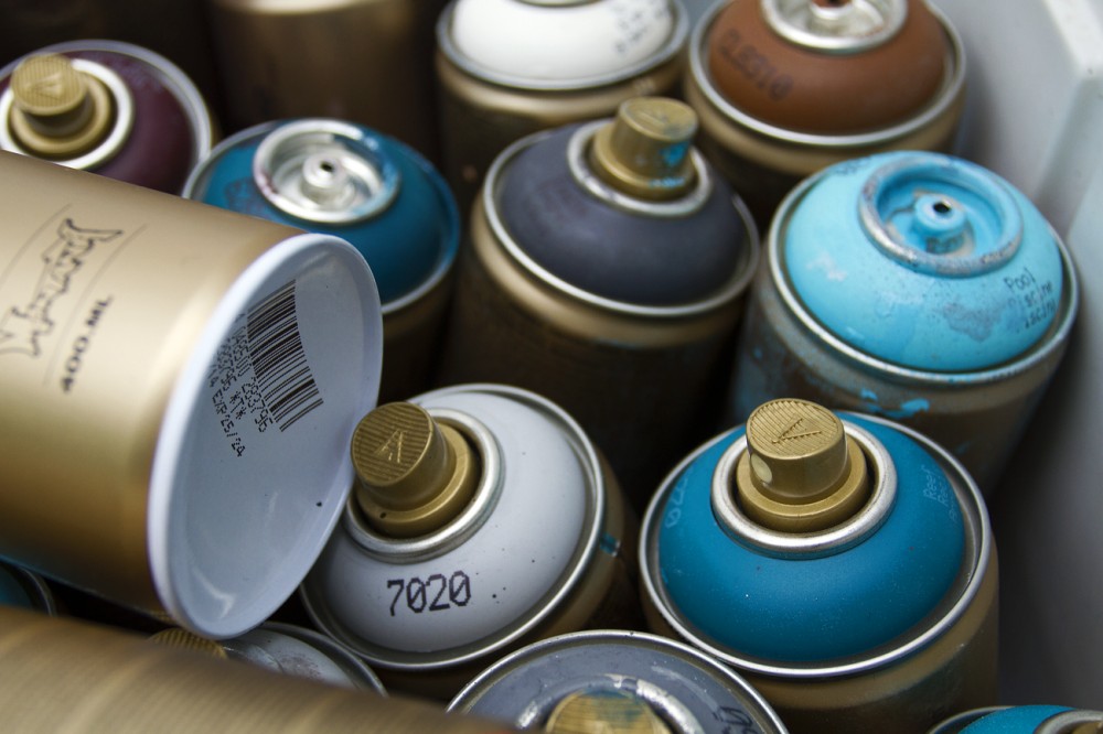Hundreds of spray paint cans will be used during the project. 