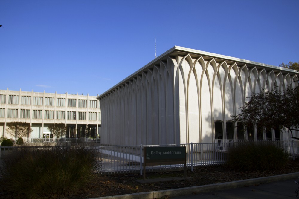The Helen L. Delroy Auditorium (foreground) was designed to compliment the Meyer L. and Anna Prentis Building (background). 