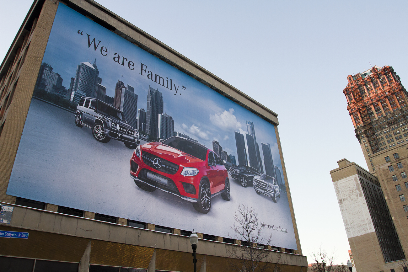 This new advertisement was displayed to coincide with the North American International Auto Show. Photo by Steve Neavling. 