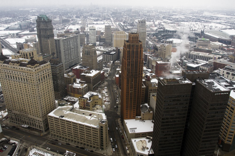 A view from the roof of the 47-story Penobscot in downtown Detroit.  All photos by Steve Neavling. 