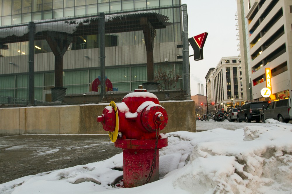 Broken hydrant outside of the downtown YMCA. By Steve Neavling/MCM 