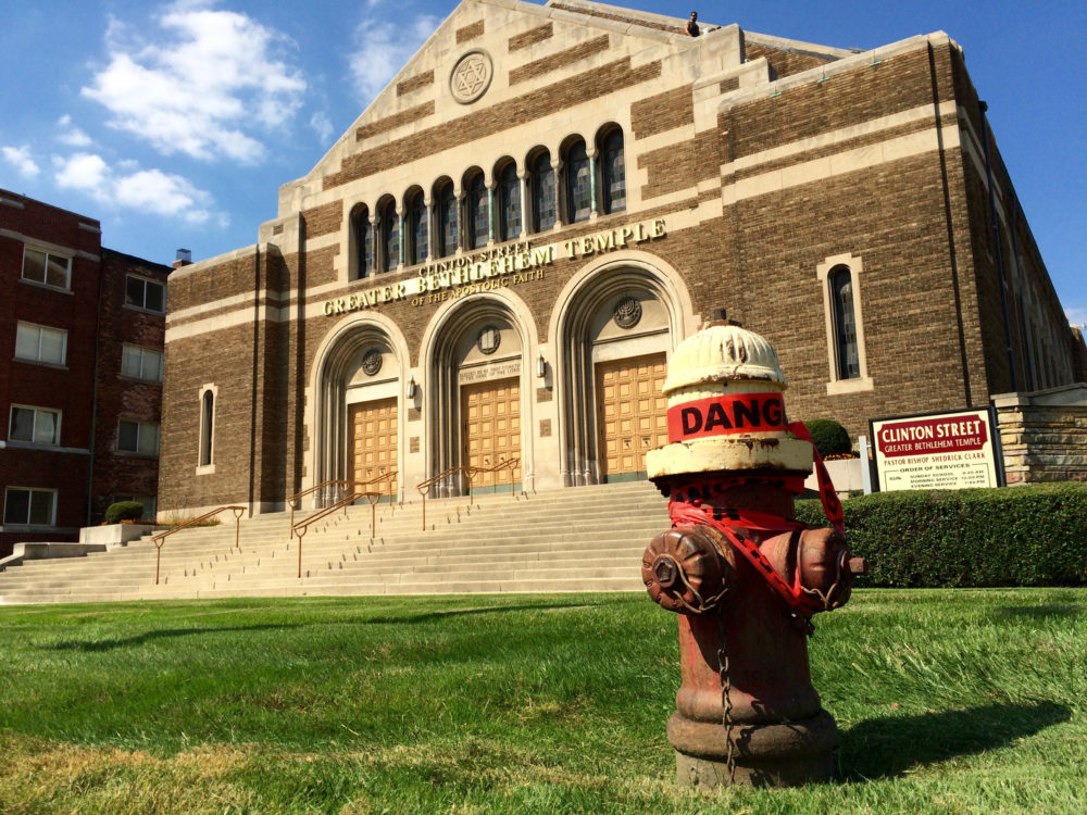 A broken hydrant outside of a church on Detroit's west side. Photo by Steve Neavling. 