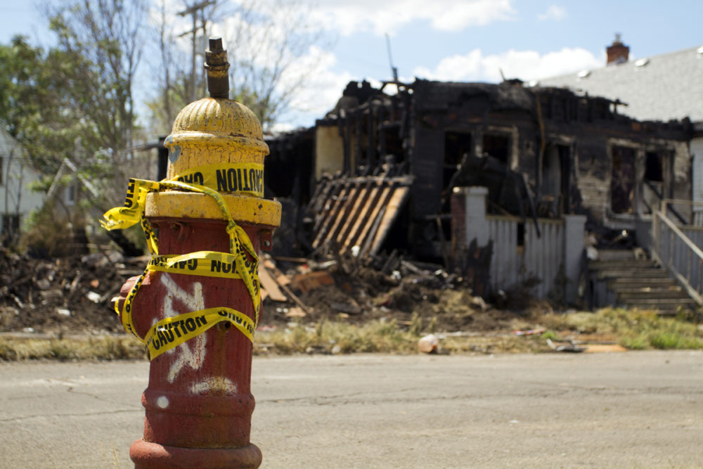 Seven houses burned in one fire on Proctor Street because of bad hydrants. Photo by Steve Neavling.