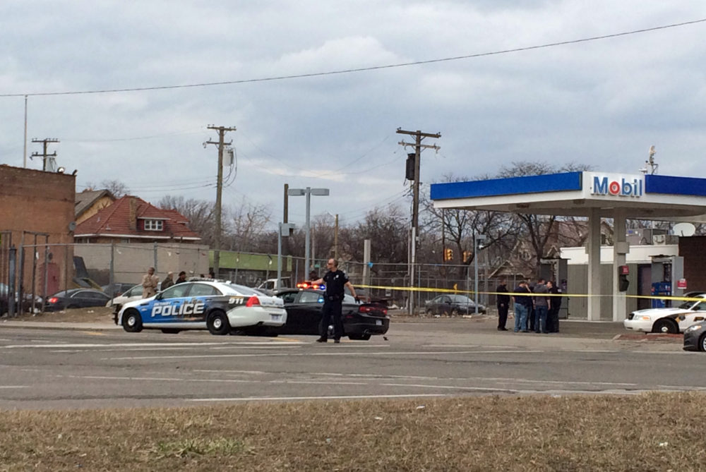 The scene of a shooting outside a Mobile gas station on Detroit's west side. Photo by Steve Neavling. 