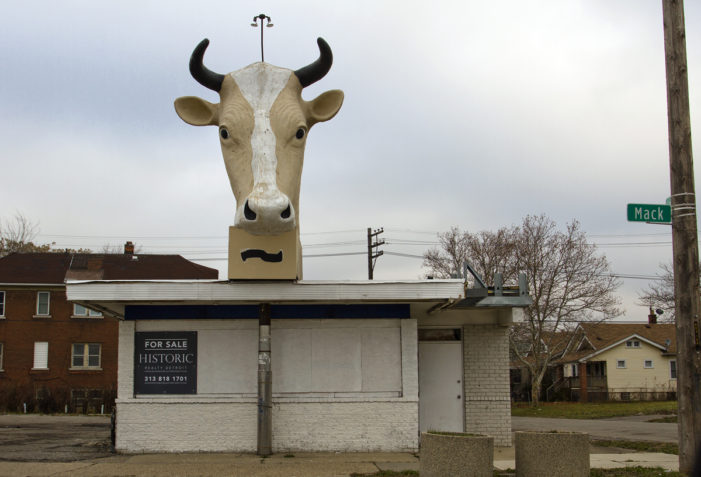 Vacant ice-cream store with iconic cow head up for sale in Detroit – for a lot