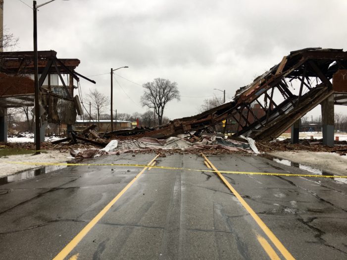 Iconic Packard Plant bridge collapses onto E. Grand Blvd. in Detroit